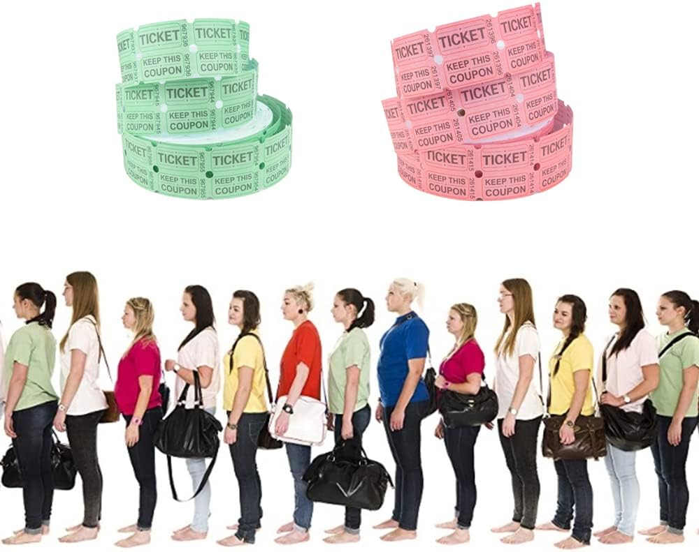 ESSENTIAL 2000 Green Double Raffle Tickets Rolls Printable for Leisure, Movie Watching, Entertainment