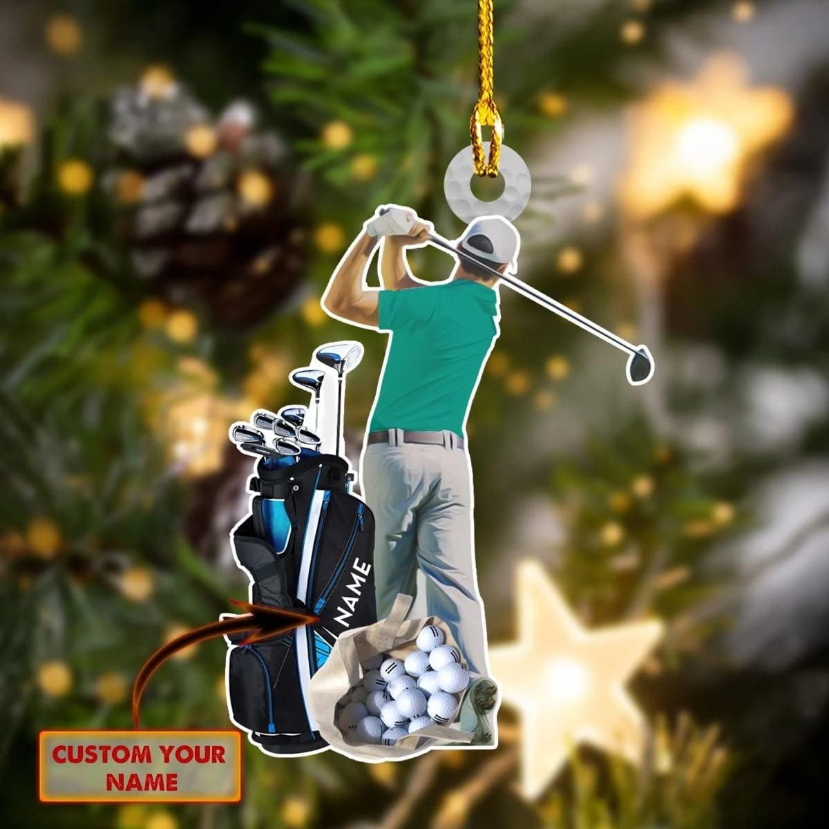 Personalized Golf Ornament, Custom Shape Ornament, Gifts for Golf Lovers, Player, Him, Her, Christmas Tree Decor, Home Decor, Golfing Cart Christmas Ornament, Idea 12