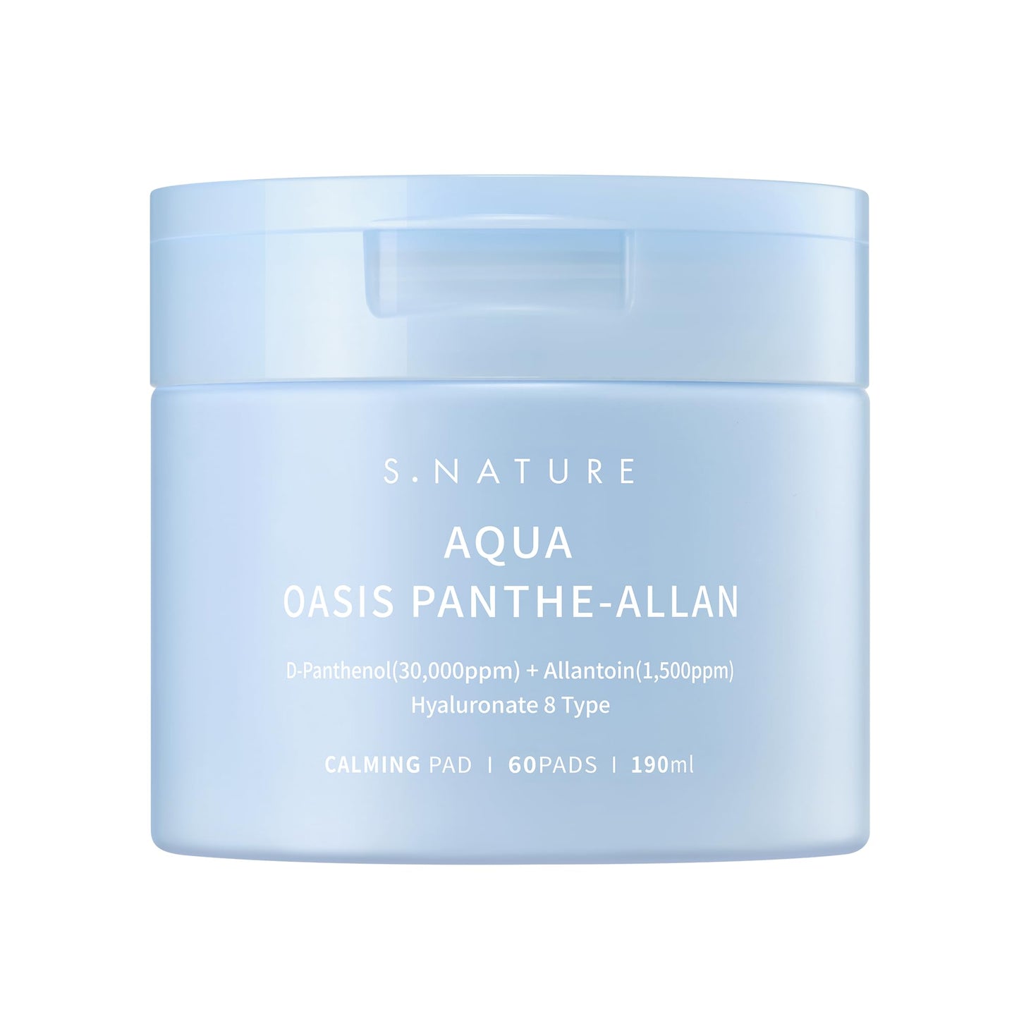 S.NATURE AQUA OASIS PANTHE-ALLAN CALMING PAD 60 Pads, 190ml | Exfoliating, Pore Care, Cooling, Soothing, Hydrating | 6.42Fl Oz
