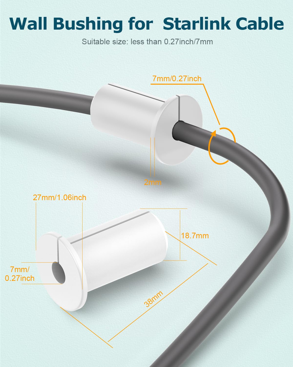 6 PCS 3/4 Inch Starlink Wall Grommets White Cable Grommet for Starlink Wall Cable Pass Through Bushing Grommets 19mm Diameter Silicone 3/4 Inch Starlink Cable Routing Kit White for Protecting Cords