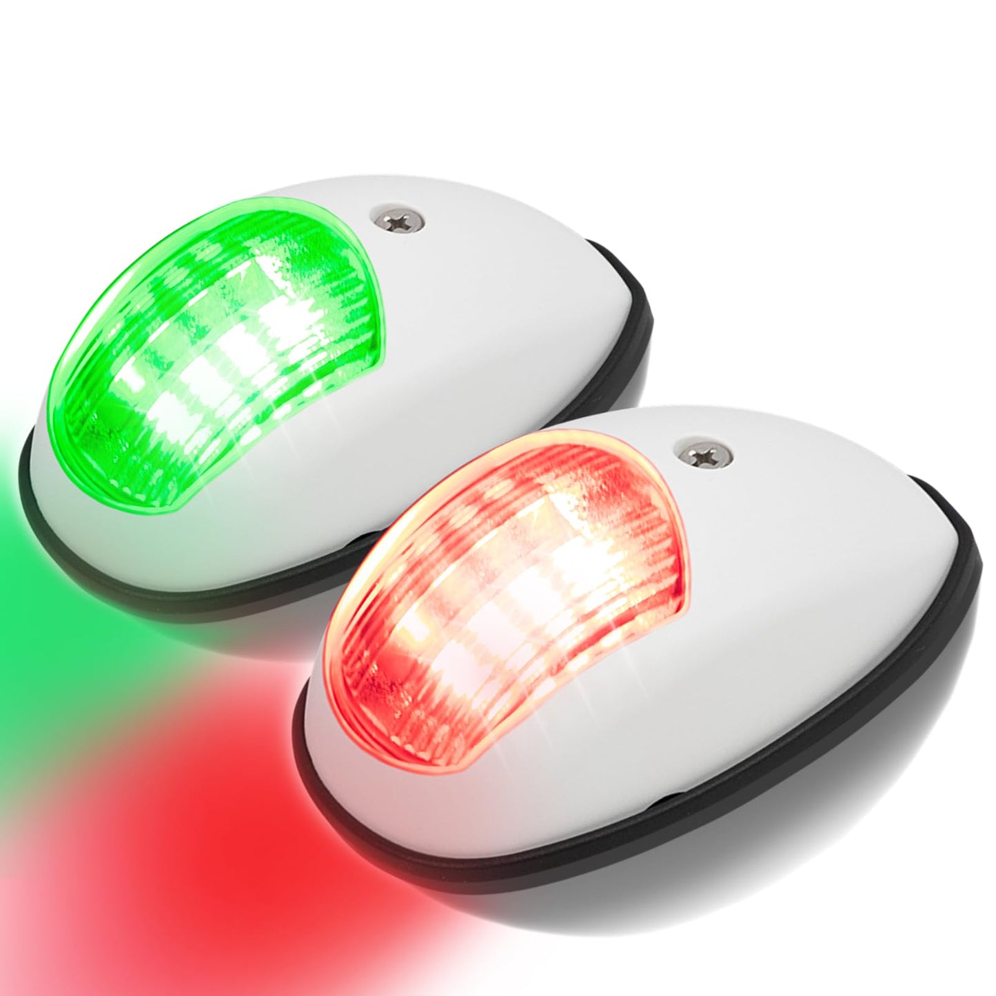 Obcursco Led Boat Navigation Lights, Ip67 Waterproof, Red & Green, Vertical Mount For Pontoon, Bass & Jon Boats, White - Model Os004-001-004S