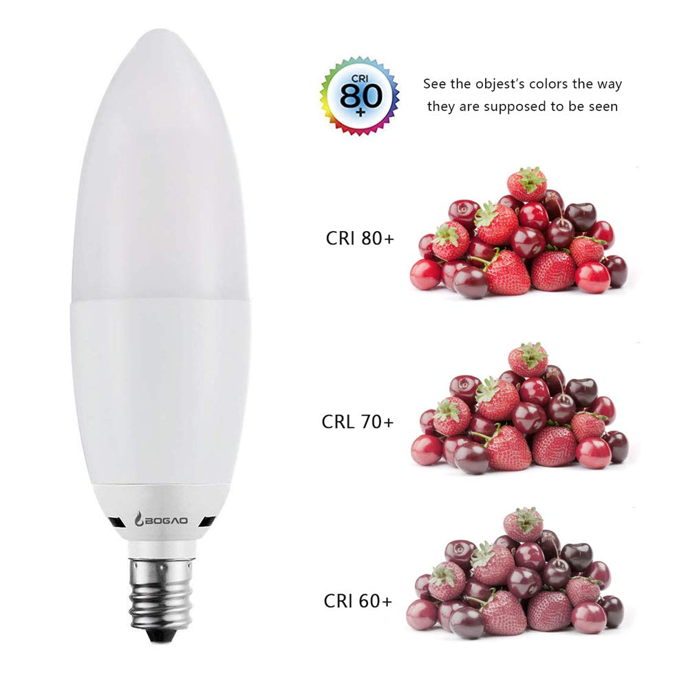 Bogao LED Candelabra Bulb 12W 6000K E12 Base 1200 Lumens Torpedo Shape 4 Pack White