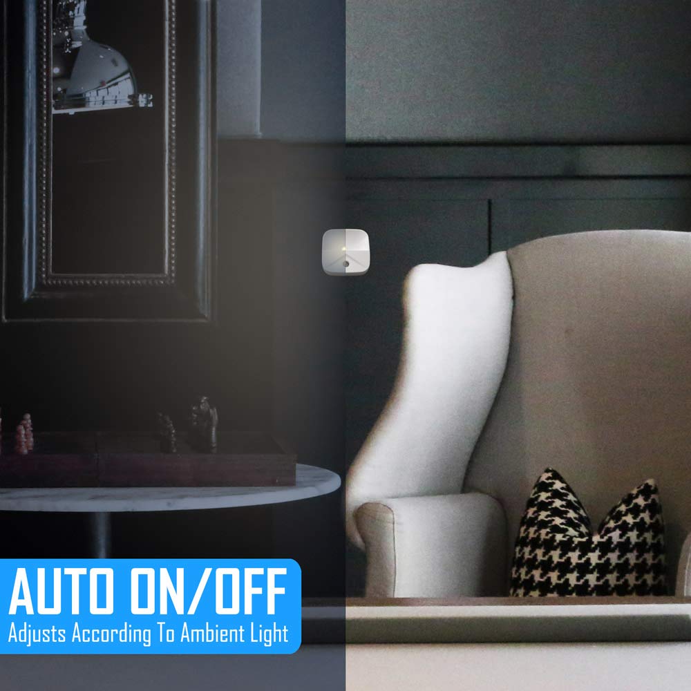 AULTRA LED Night Light 6-Pack - Round, Dusk to Dawn Sensor, Automated On & Off for Kitchen, Bathroom, Bedroom