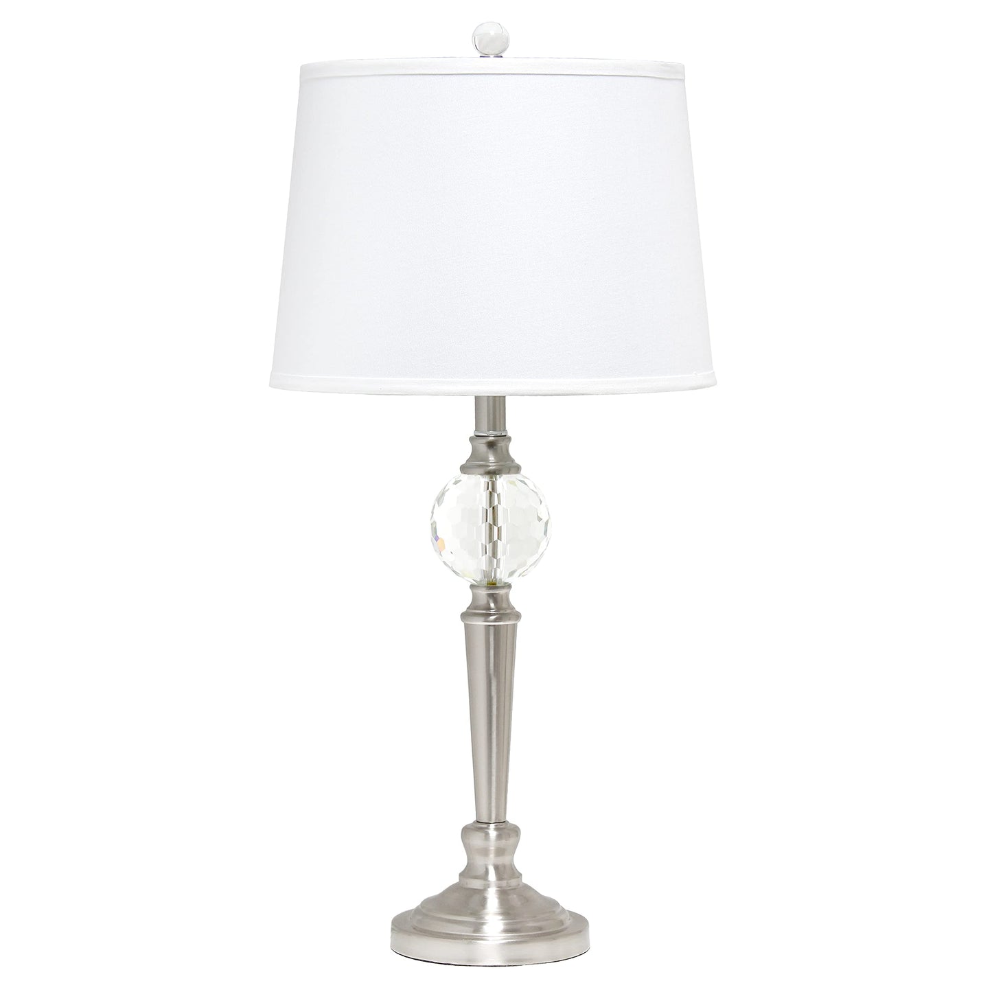 Elegant Designs LC1021-BSN Table Lamp Set, 3 Pack, Brushed Nickel, Crystal Accented Base, 2 Table Lamps & 1 Floor Lamp