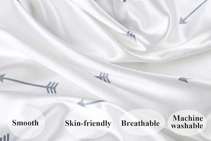 Bassinet Sheet Set 2 Pack Satin Ultra Soft Silk Fit for Rectangle, Hourglass, Oval Bassinet Mattress Protect for Baby Hair and Skin Cradle or Bassinet Sheets, Arrows & Stars