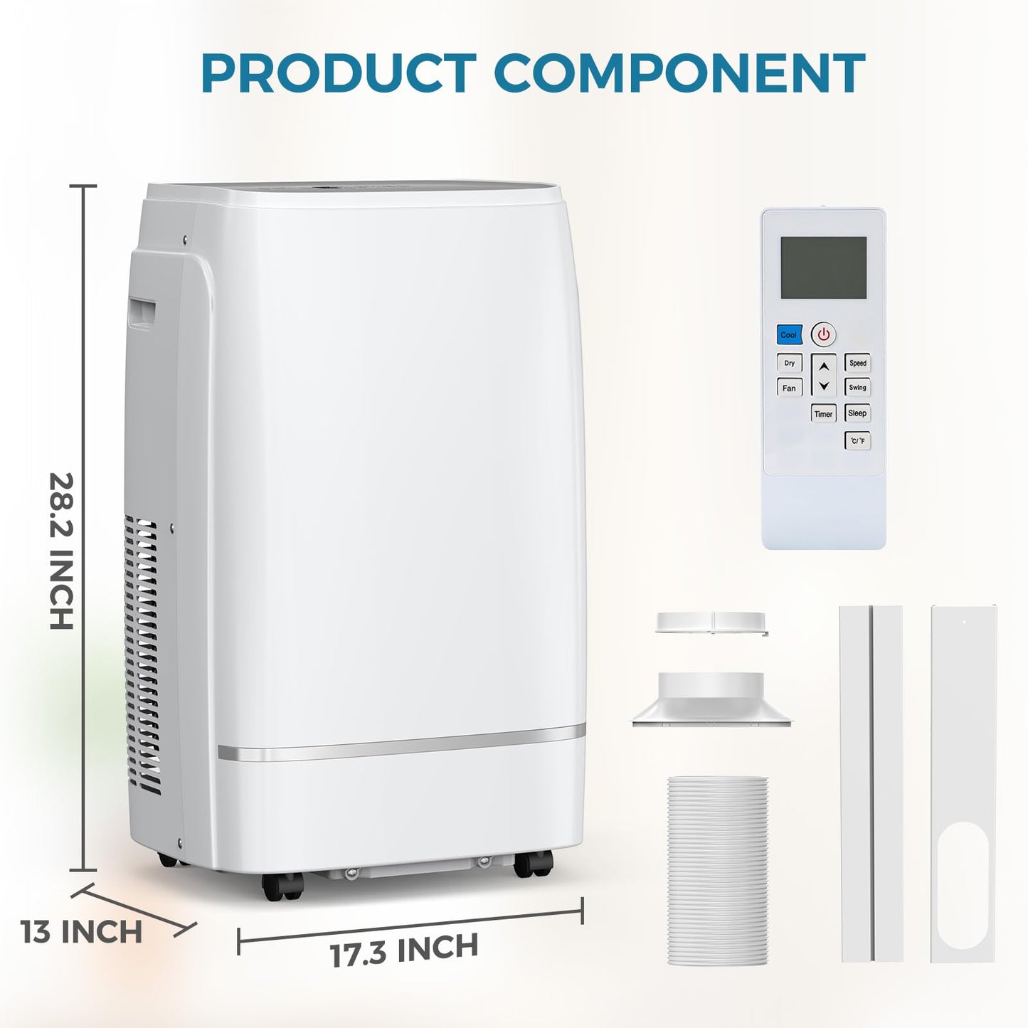 Electactic 13000 Btus Portable Air Conditioner With Cooling/Dehumidification/Fan/Sleep Mode, 4-In-1 Portable Ac With 24H Timer &