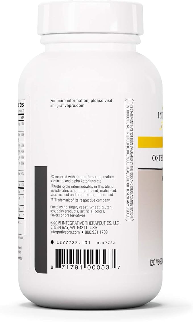 Integrative Therapeutics Osteoprime Forte - Bone Health Support with 5 Types of Calcium* - Dietary Supplement with Magnesium, Zinc, and Vitamin C, D & B12 - Gluten Free & Dairy Free - 120 Capsules