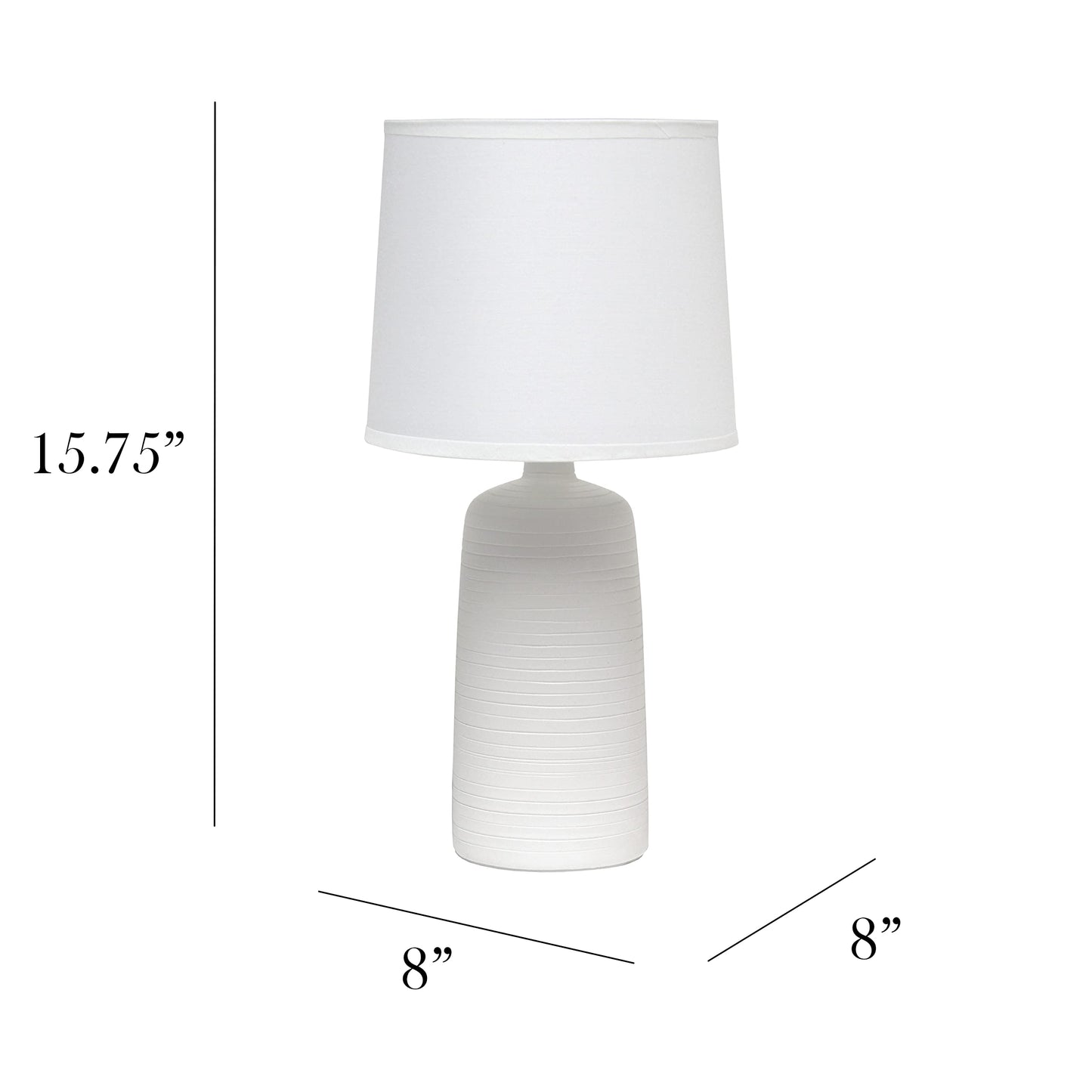 Simple Designs LT2085-OFF Ceramic Table Lamp, Off White, Textured, Pack of 1