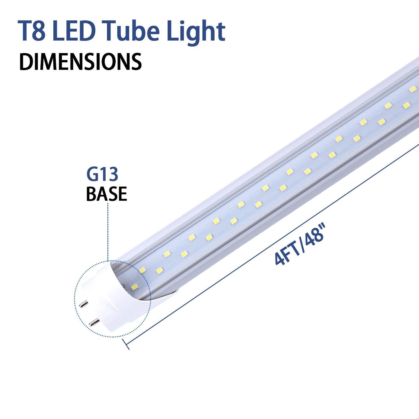 Trlife 4Ft Led Tube Lights, 28W 6000K Cool White, 3360 Lumens, Aluminum, G13-60-28Wt-4, 4 Pack