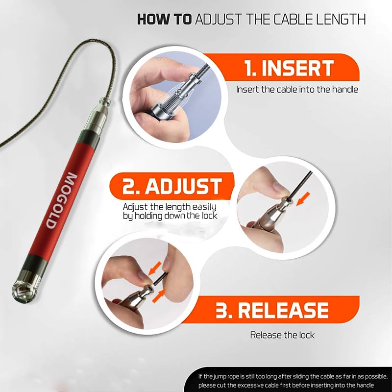 MOGOLD 2-in-1 Speed Rope: 2mm for Boxing/MMA & 3mm for CrossFit - Tool-Free Adjustable Cable System with Dual Bearings - S...