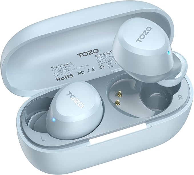 TOZO A1 Wireless Earbuds Bluetooth 5.3 Light Weight in Ear IPX5 Waterproof Headphones 2 Mic for AI Calls, Immersive Premiu...