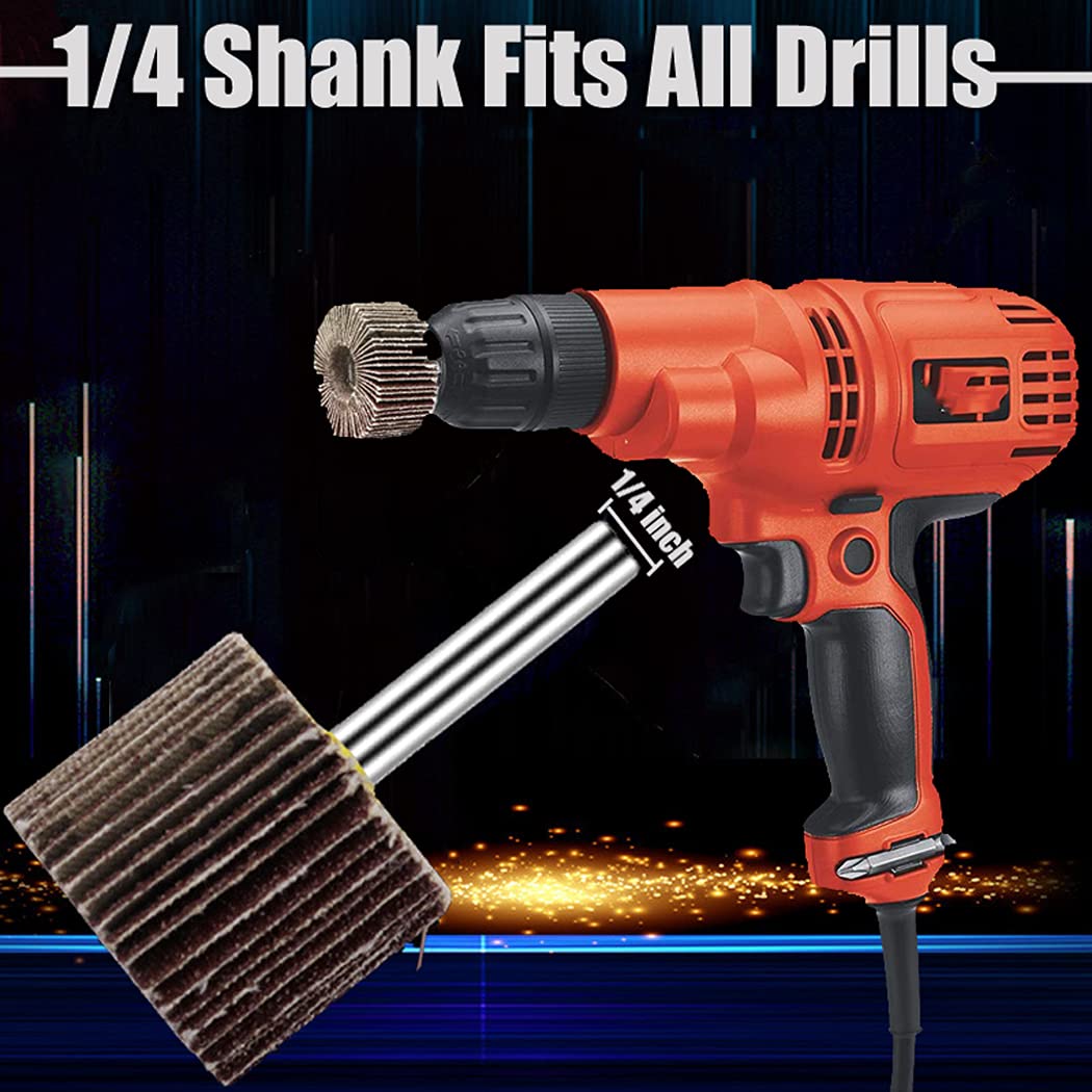 Mixiflor 24 Pcs Abrasive Flap Wheel Sander Set, 80 Grit Sanding Flap Wheel, 1/4" Shank Flap Wheel Sander for Drill, Die Grinder Flap Wheel for Remove Rust