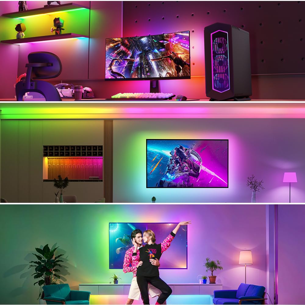 Loamlin Ws2812B Rgb Led Strip 16.4Ft 300 Leds Ip65 Waterproof White Pcb Fpcb