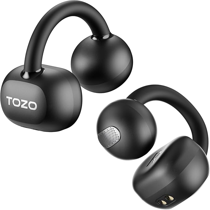 TOZO OpenEarRing True Open Ear Earbuds, Lightweight Comfort Open Ear Clip Wireless Earbuds, 40H Play Bluetooth 5.4 Headpho...