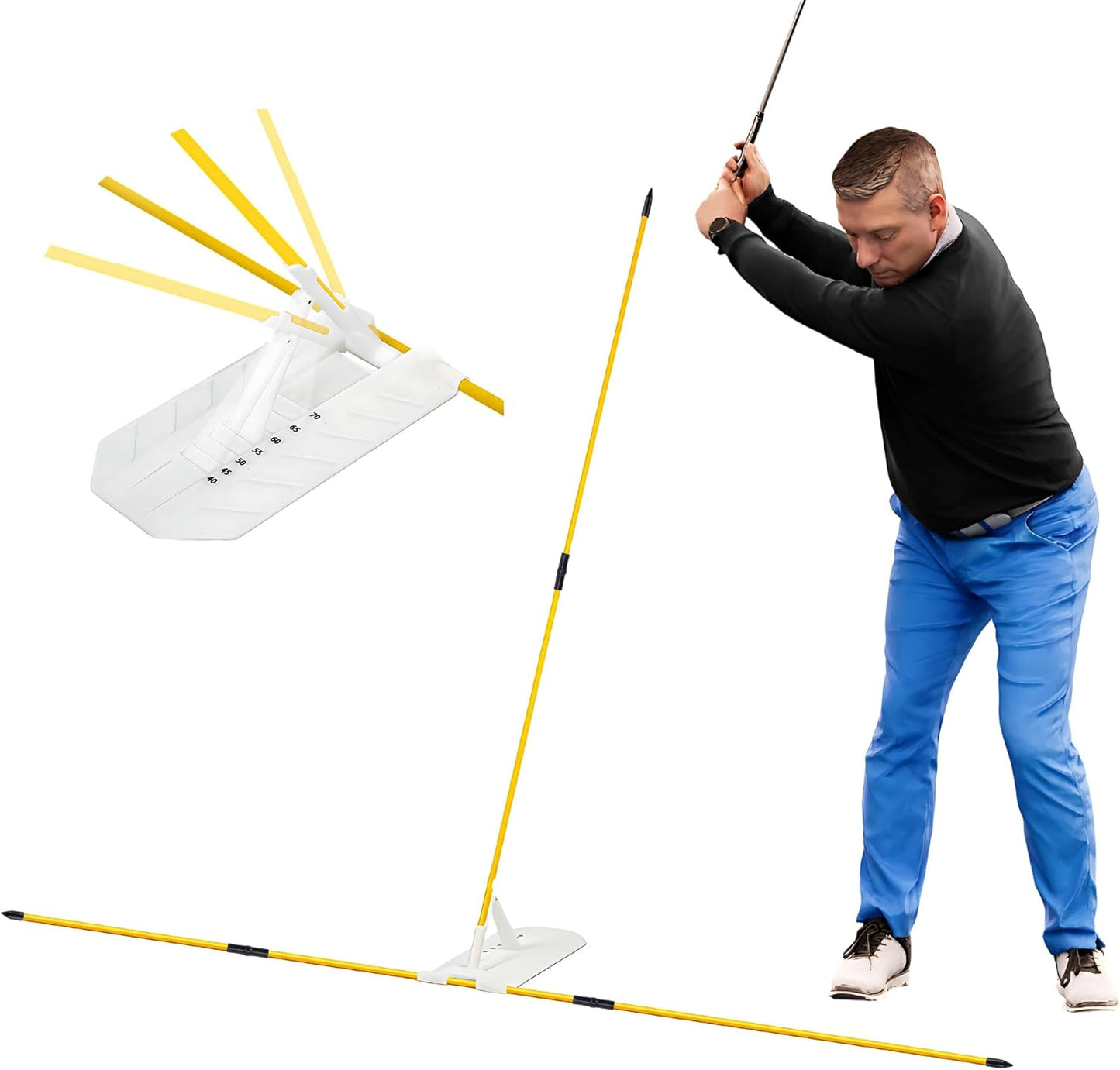 Golf Alignment Stick Holder Sets, Golf Swing Plane Trainer, Swing Plane & Path Trainer, Posture Corrector, Essential Golf Practice Aid for Aiming, Putting & Full Swing, Golf Practice Accessories