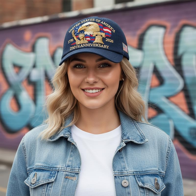 250 Anniversary USA Hat, Adjustable 250 Year American Anniversary Hat