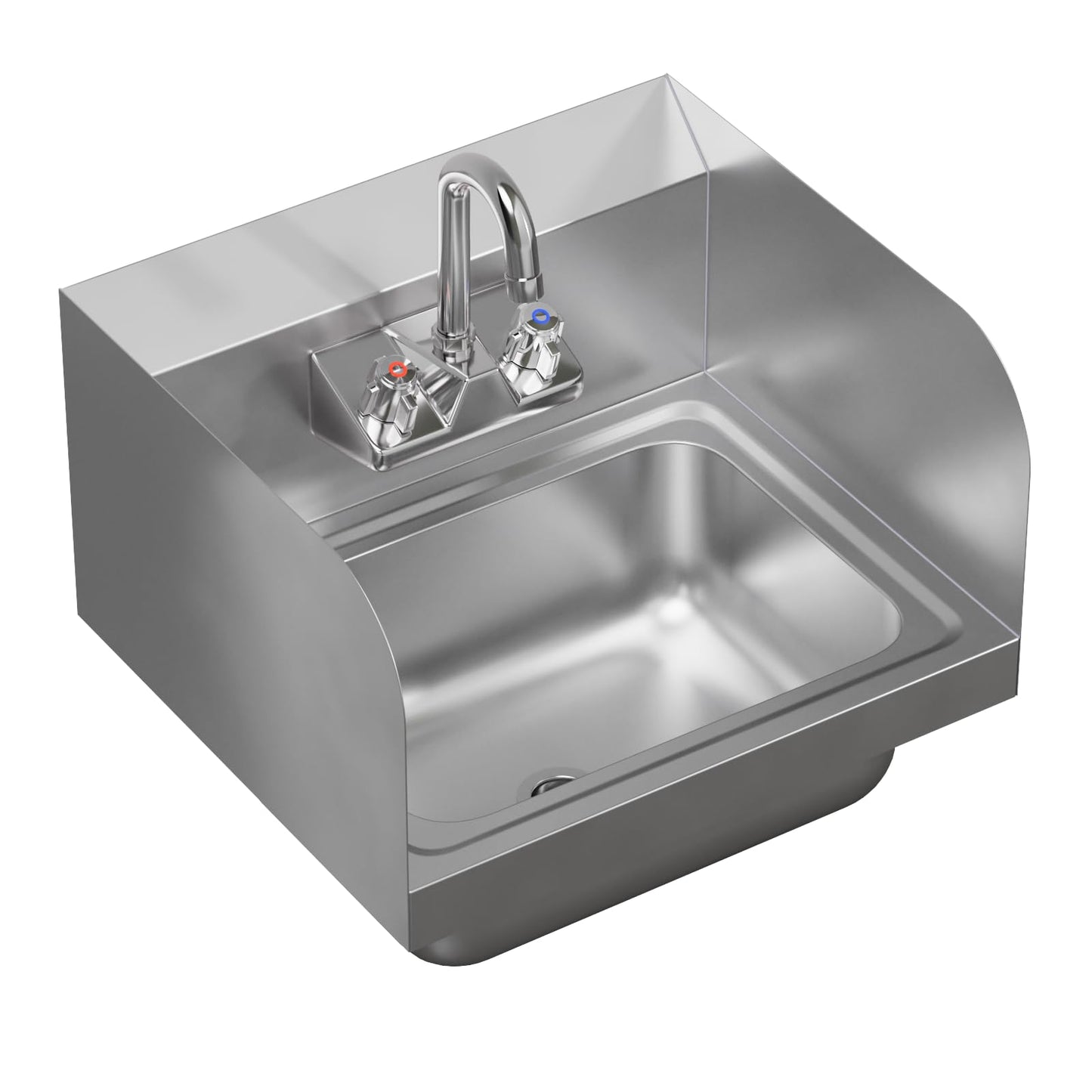 AmGood Stainless Steel Wall Mount Hand Sink | NSF | Commercial Hand Washing Basin For Restaurant, Kitchen and Home (17" x 15" with Sidesplash)