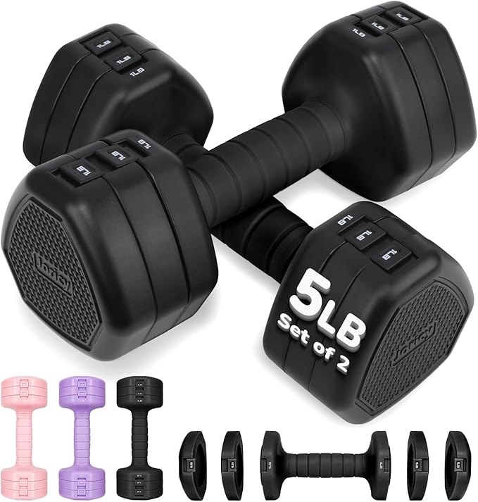 10LBS/20LBS/30LBS Dumbbells Adjustable Dumbbell Set of 2, Hand Weights for Women Men Free Weight Dumbbells Sets for Home G...