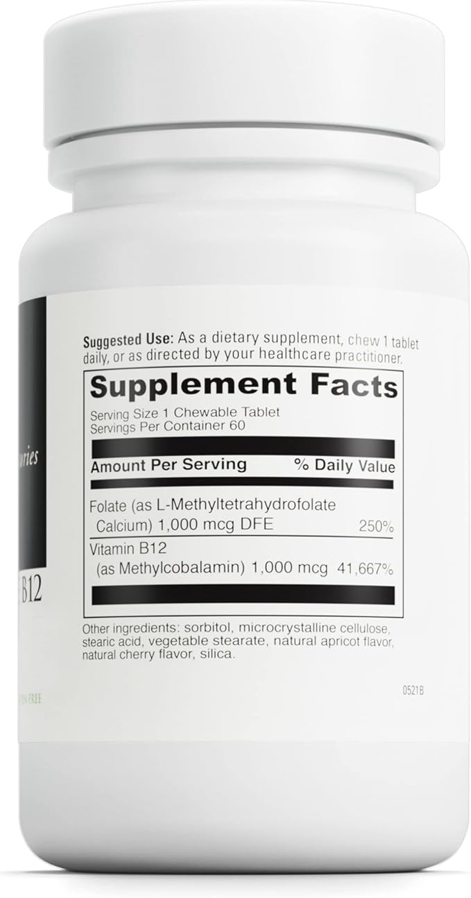DAVINCI Labs Active Folate B12 Chewable - Dietary Supplement to Support Heart Health, Healthy Nerves, Immune Function and Energy Production* - with Folate and Vitamin B12-60 Chewable Tablets