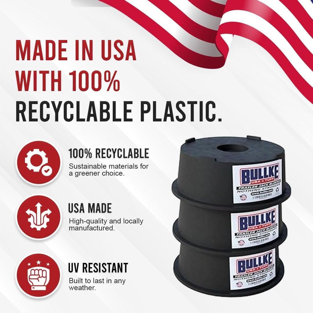 USA-Made Trailer Leveling Blocks - for RV and Camper,Heavy Duty Jack Pads, Stabilizing Blocks, UV Resistant Recycled Plastic Leveling Blocks for RVS (1)