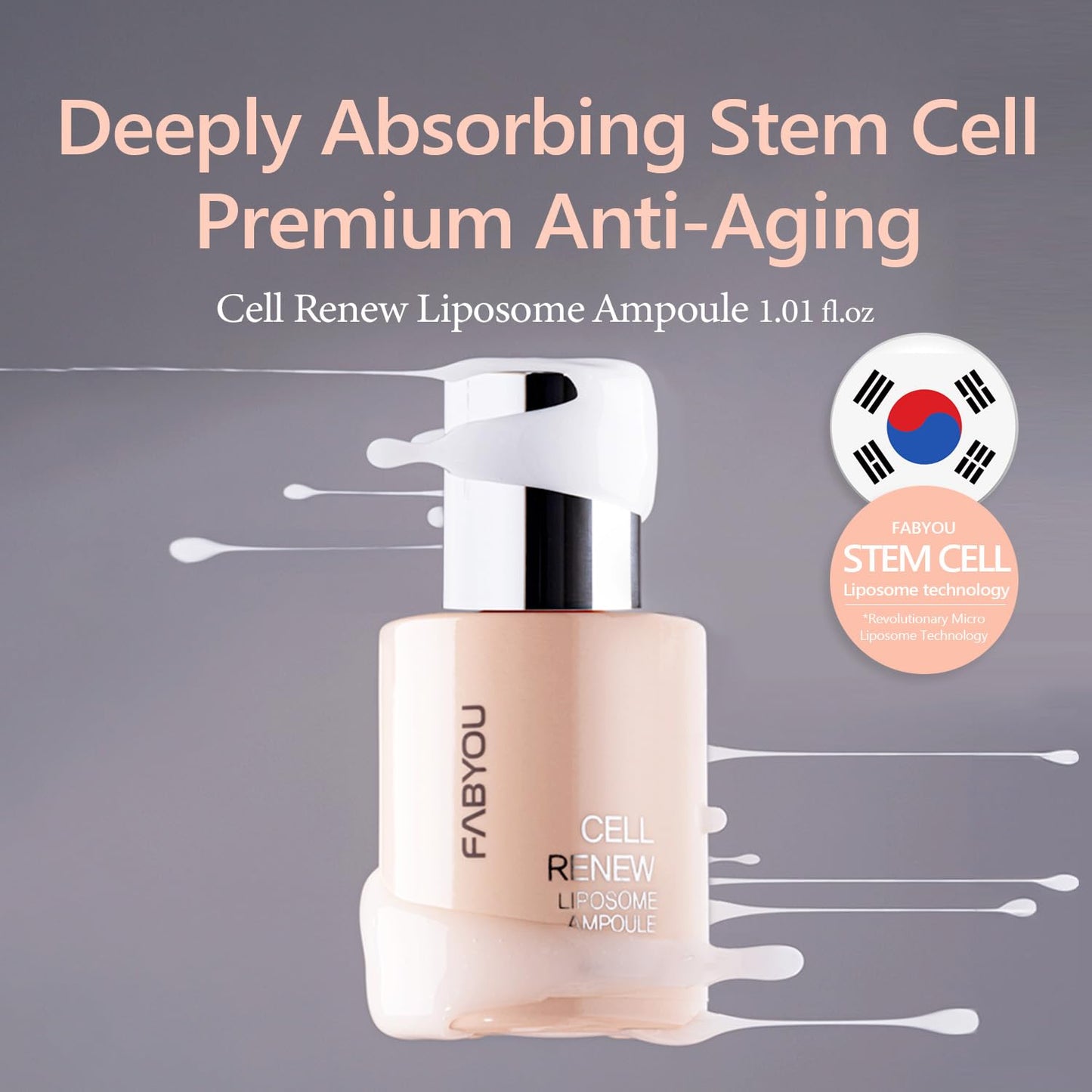 Cell Renew Liposome Ampoule 1.01 fl oz - Anti-Aging EGF Stem Cell Serum with CICA Exosome, Korean Skin Care for Skin Repair, Dee