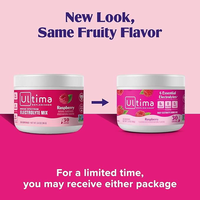 Ultima Replenisher Daily Electrolyte Powder Drink Mix – Sugar Free – Raspberry, 30 Servings – Hydration Powder with 6 Key Electrolytes and Trace Minerals – Keto Friendly, Vegan, Non-GMO