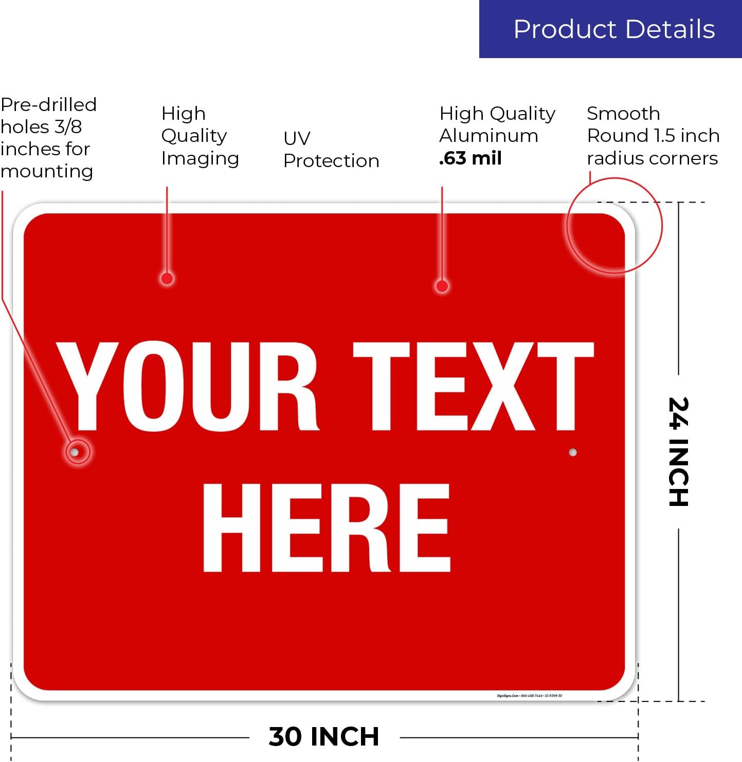 Personalized Custom Red Background Customize for Office, Business, Workplace, Home, Airbnb, Delivery Sign, 24x30 Inches, Rust Free .063 Aluminum, Fade Resistant, Made in USA by Sigo Signs