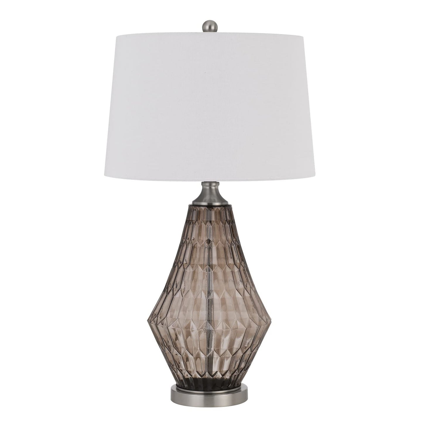 Benzara Glass Table Lamp with Dimmer, Geometric Base, 31 in., Brown, Model BM272317