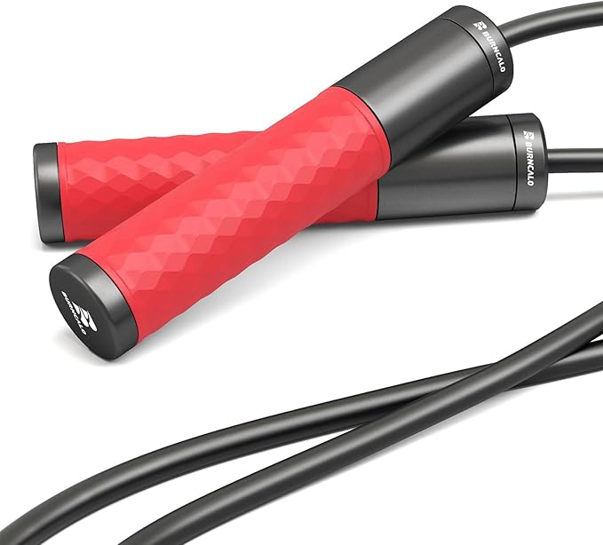 BURNCALO Weighted Jump Rope for Men, Women (1.5LB) - Alloy Steel Handles, Speed Skipping Rope, Gym,Indoor/Outdoor - Fitnes...