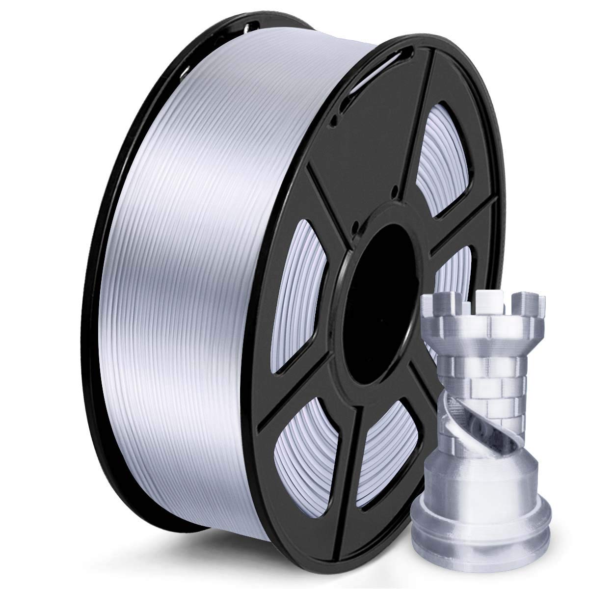SUNLU Silk PLA Filament 1.75mm, Neatly Wound Shiny PLA 3D Printer Filament, Dimensional Accuracy +/- 0.02mm, Fit Most 3D Printer