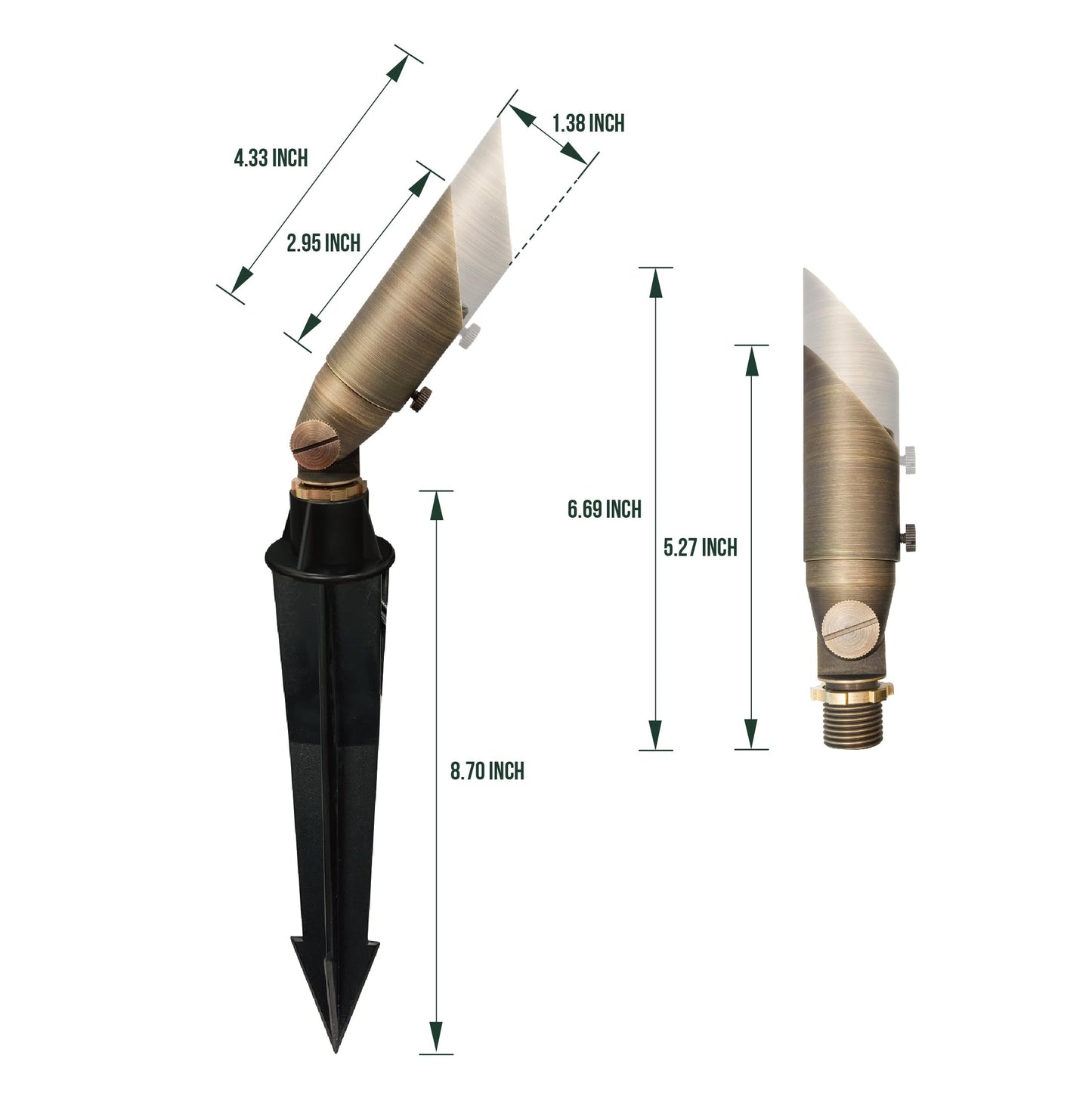 Gkoled Low Voltage Solid Brass Led Spotlight With Mr8 Bulb  Outdoor Waterproof Landscape Lighting  Adjustable Uplights With Stake For House Garden Trees Lawn Patio Yard Fence  3W 12V 180Lm 2700K