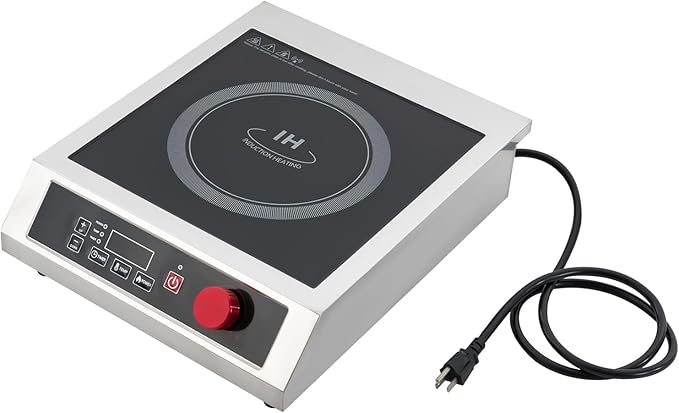 3500W Commercial Induction Cooktop, Professional Portable Induction Cooktop with LED Digital Display, Portable Countertop Burner with 10-Speed Temperature/Power Adjustable