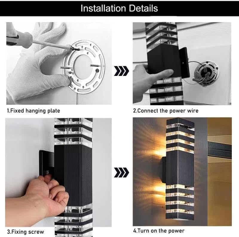 Tiyahomey LED Square Up & Down Wall Lights 24W 4000K Day White 2 Pack Aluminum Waterproof IP65 for Outdoor House Patio Garden