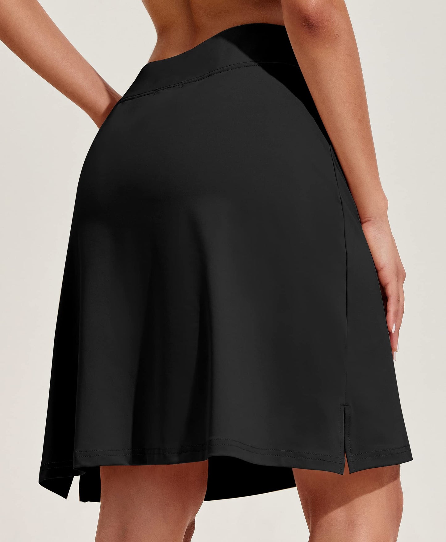 COOrun Modest Skirts for Women 20" Knee Length Golf Long Skirts Comfortable Tennis Workout Skorts with Pockets Active Sports Skirts,Black Small