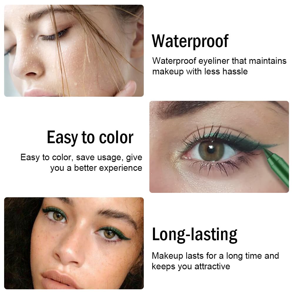 Kaely Gel Eyeliner Pencil for Women, Pearl Green Eye Liner Waterproof Smudge Proof with Sharpener, Waterline Eye Makeup Liners,