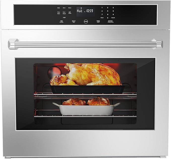 LinTimes Stainless Steel 30" Touch Control Built-in Oven HEW3001 - Microwave Drawer, Microwave Countertop, Electric Built-in Touch Panel Oven, Microondas Con Extractor De Cocina