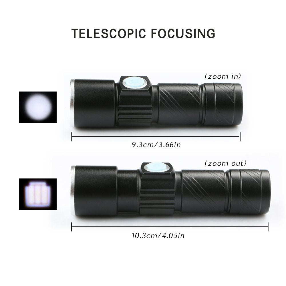 Wreow Mini Usb Rechargeable Flashlight Led Flashlights 3 Light Modes And Zoomable  Ip65 Water-Resistant Super Bright Pocket Torch Light For Camping  Hiking  Emergency  Edc (2 Pack)