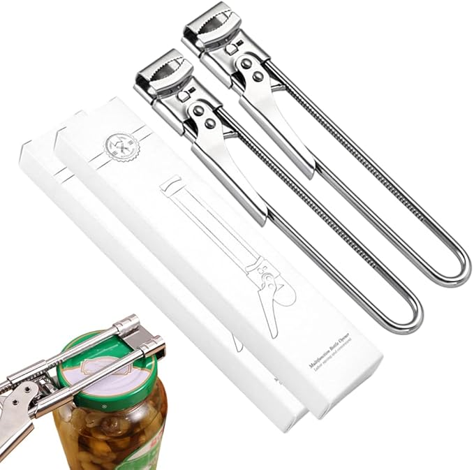 Jar Opener for Weak Hands, 2026 Upgrade Multifunctional Adjustable Stainless Steel Jar Opener, Easy to Use Stainless Steel Tight Jar Lid Opener for Seniors (2, 9 in)