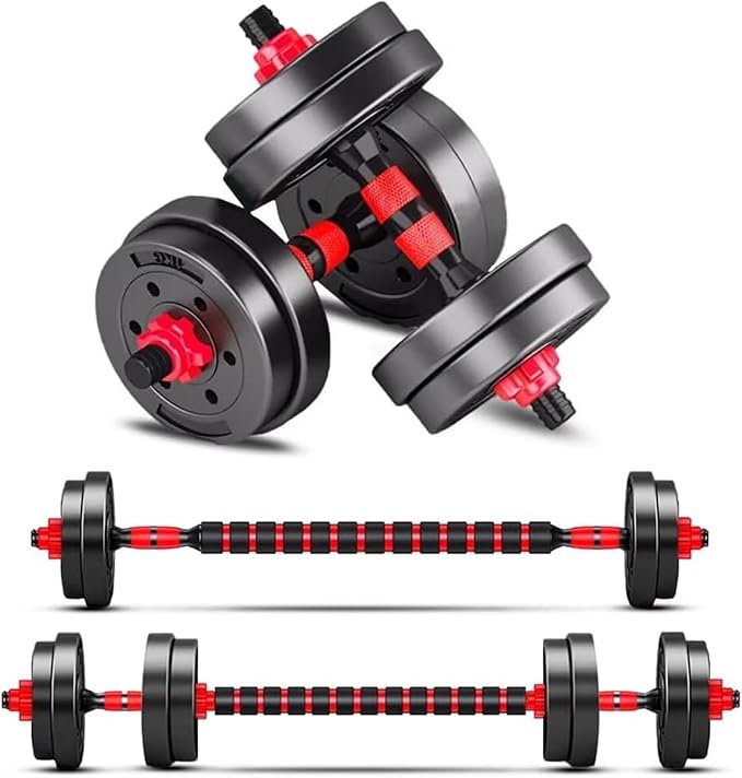 Adjustable Dumbbell Set, 5-44 lbs Free Weight Set with Connector for Barbell, Dumbbells, Push-Up Options, Fitness Exercise...
