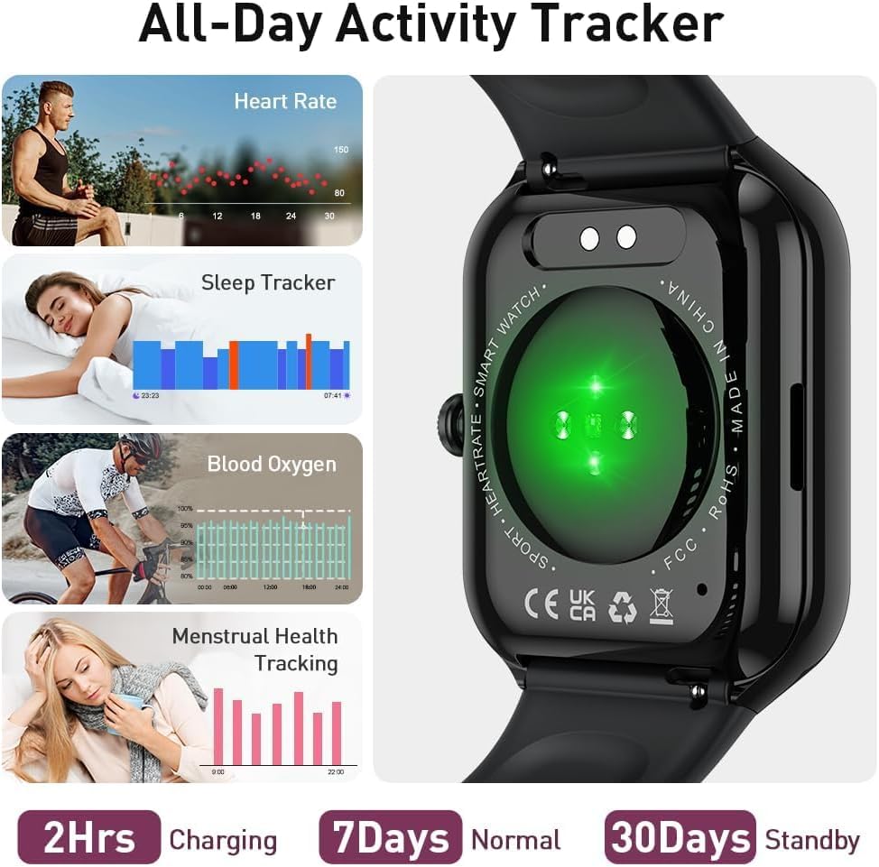 Smart Watch(Answer/Make Call), 1.96" HD Smartwatch for Men Women, 2025 Fitness Activity Tracker with Heart Rate/Sleep Moni...