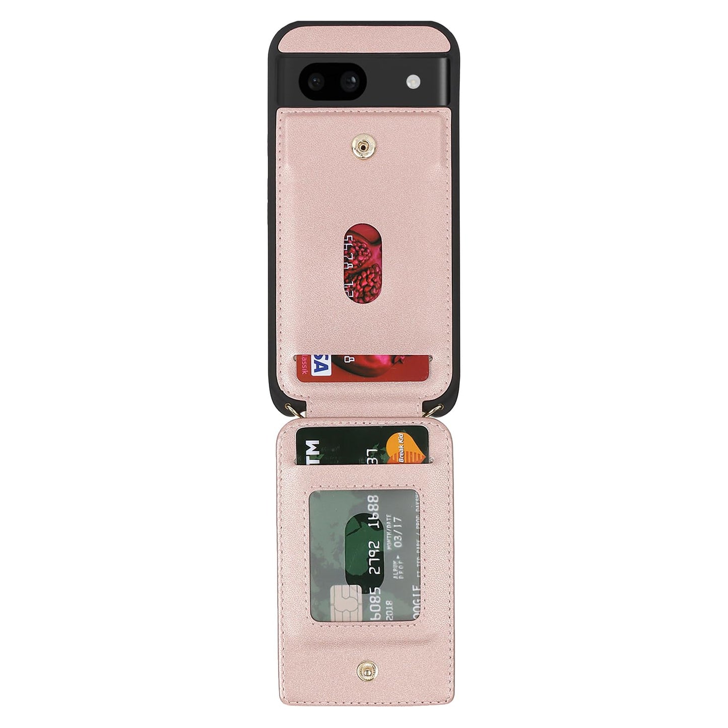 Lipvina For Google Pixel 8A Case With Card Holder And Strap For Women,Crossbody Lanyard,Ring Stand,Snap Clasp,Phone Wallet Cases