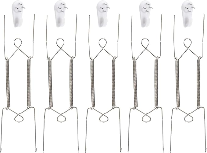 uxcell 5pcs Plate Hanger, 10 Inch Stainless Steel Invisible Wall Plate Hangers with Wall Decorative Hooks and Tip Protectors for Decorative Plates and Art
