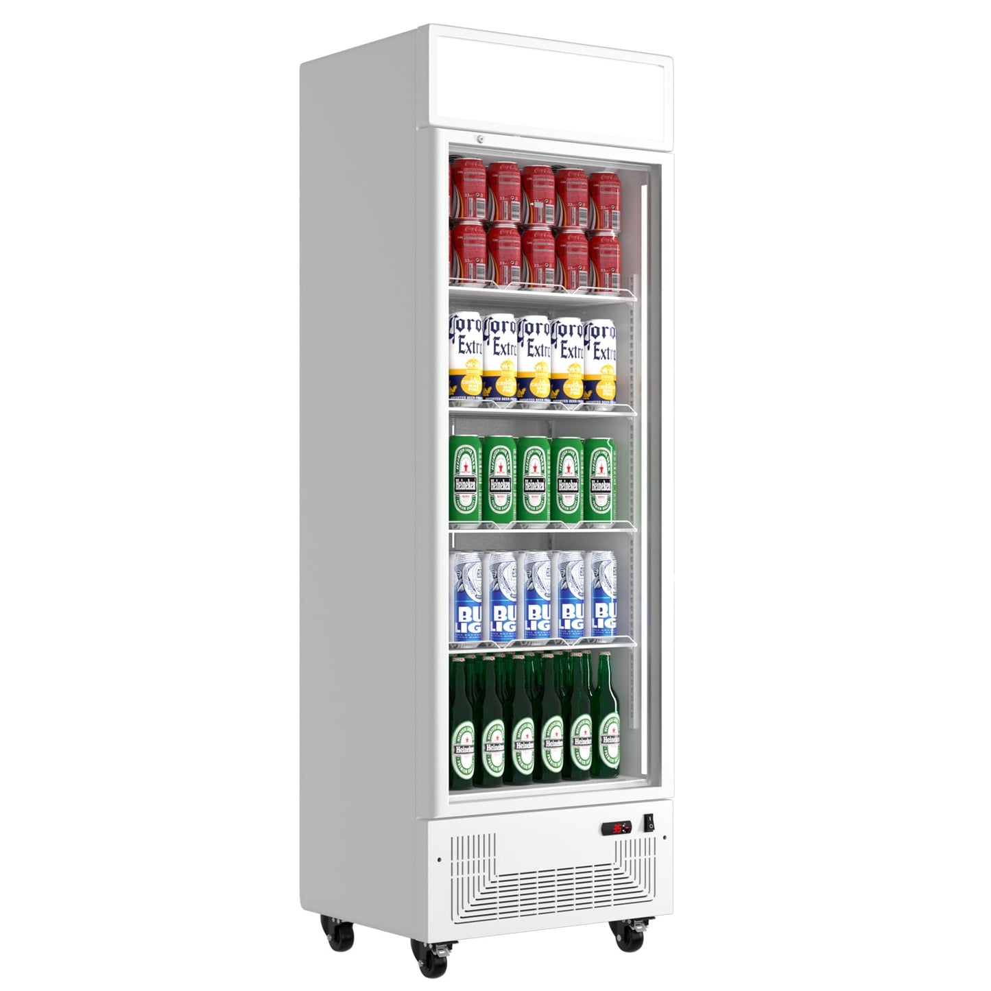 BINGERMA Commercial Beverage Refrigerator 15 Cu.ft. with Glass Door Display Merchandiser Fridge ETL Drink Cooler for Bars,Restaurants, Convenience Stores, Supermarkets and Offices White
