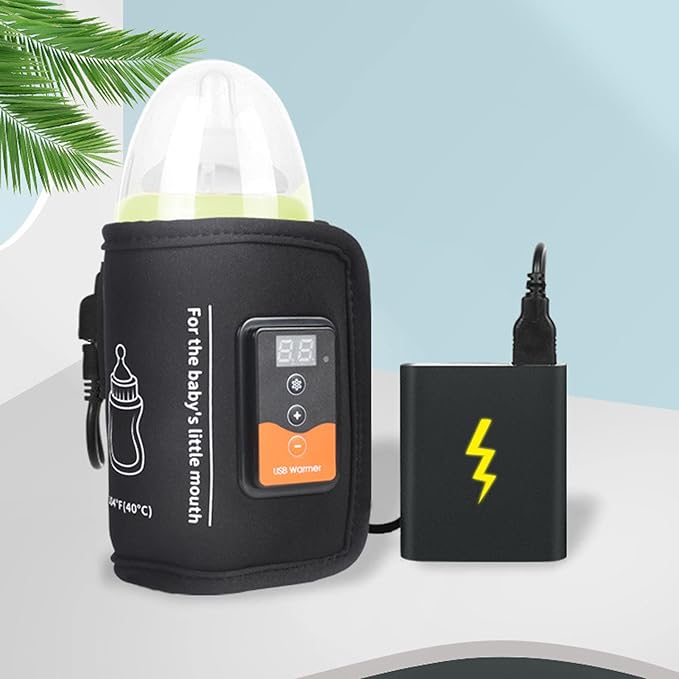 Bottle Warmer, Milk Warmer Bag Constant Temperature Quick Heating with LCD Display and Accurate Temperature Control Car Heat Thermal Breast USB Bottle Warmer for Home Outdoor Indoor Traveling Driving
