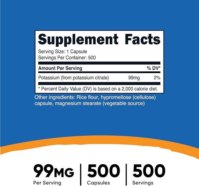 Nutricost Potassium Citrate 99mg, 500 Capsules