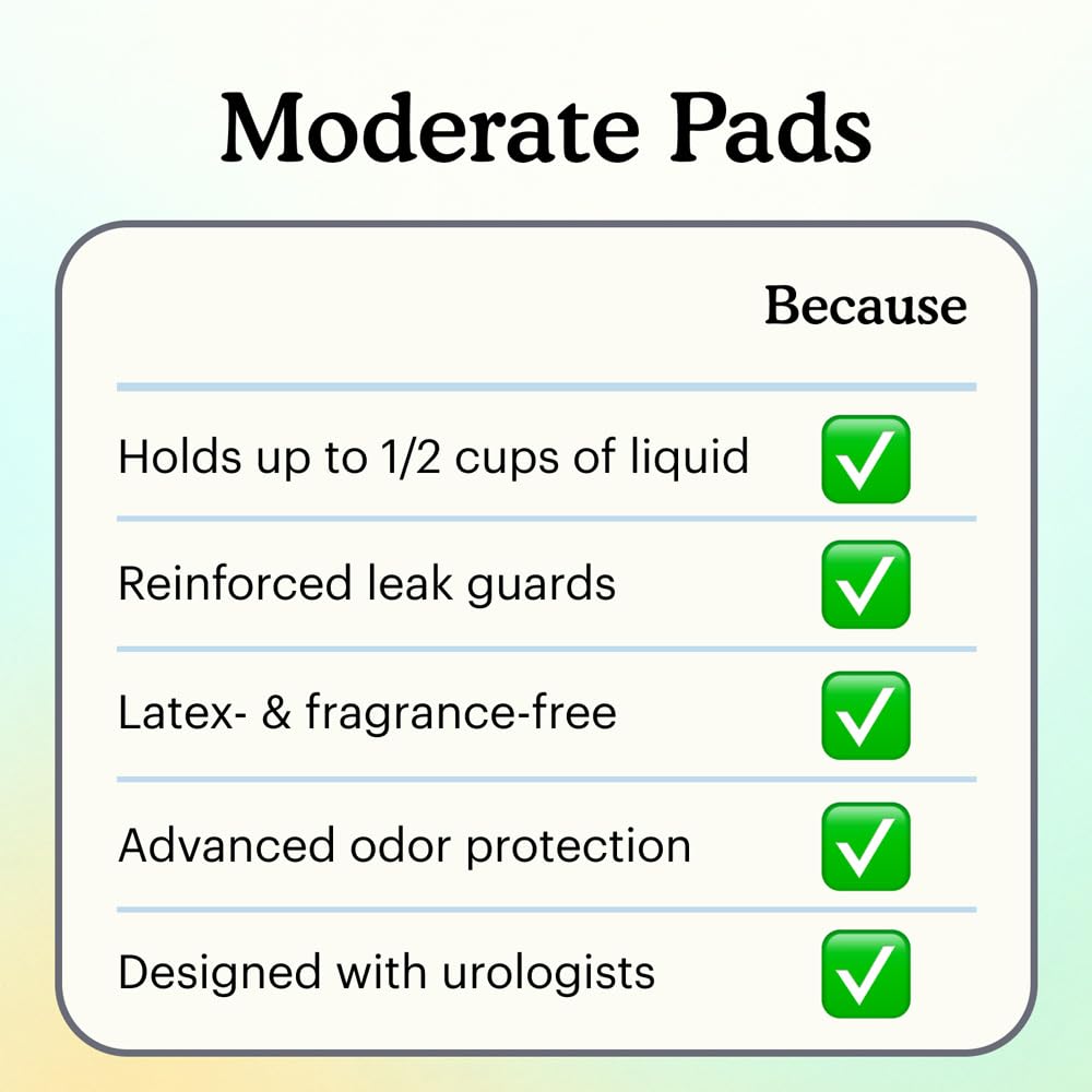 Because Incontinence Pads for Women – Moderate Absorbency for Light Daily Leaks, Slim & Comfortable Liners, Individually Wrapped, 120 Count, New Version