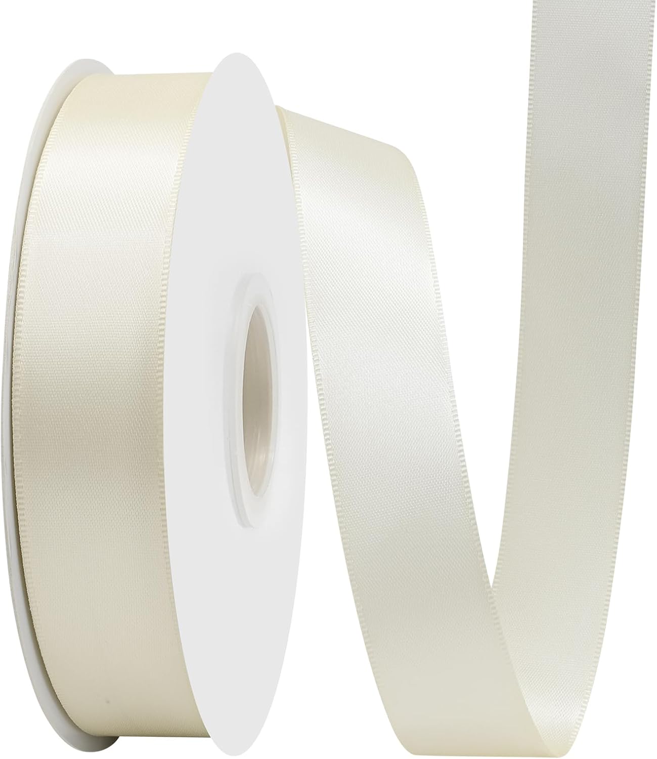 Ivory Satin Ribbon 1" X 50 Yards Solid Color Double Faced Ribbons Perfect for Crafts Wedding Decor Bow Making Arts Sewing and More