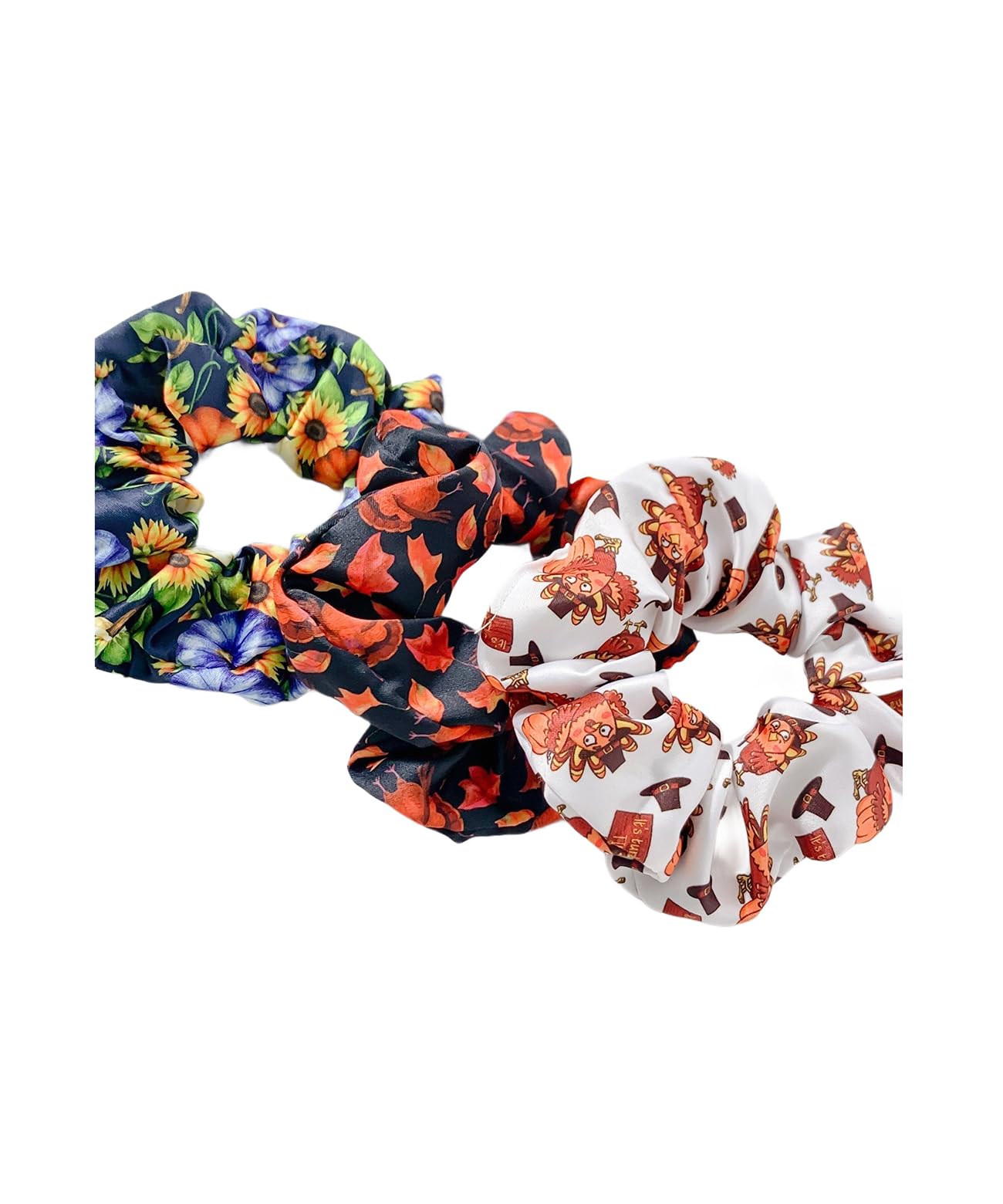 Thanksgiving Pumpkin Hair Scrunchy Fall Turkey Ponytail Holder Thanksgiving Hair Scrunchies JHT22 (Set-D)