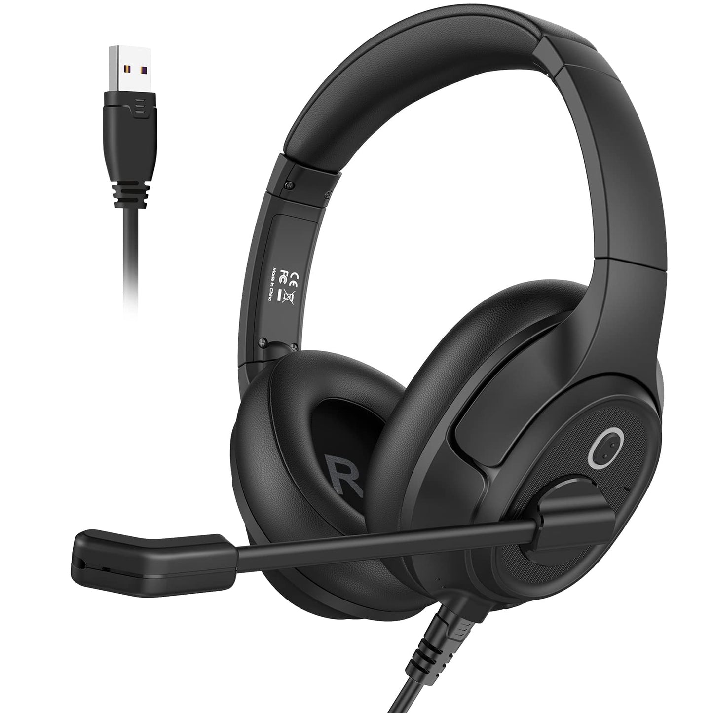 Eksa Headset With Microphone For Laptop, Wired Computer Headset With Volume & Mic Mute Controls, Lightweight Pc Headphones For O