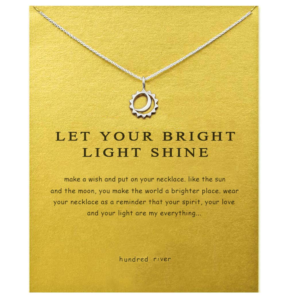 Hundred River Moon And Sun Necklace with Message Card Gift Card (moon s)
